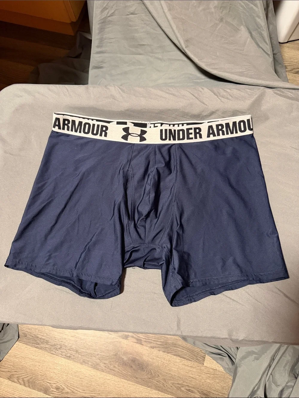 Under Armour Navy & White Performance Boxer Briefs